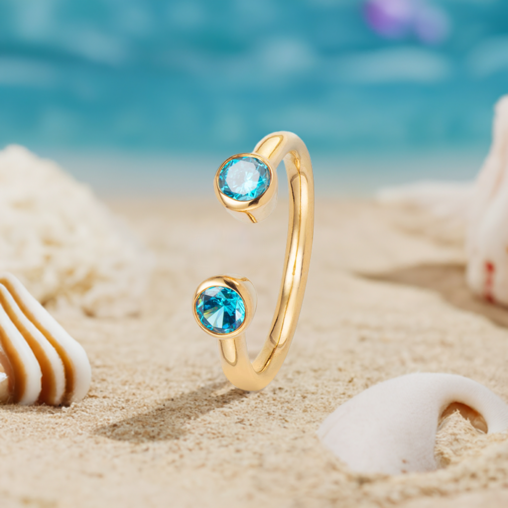 Blue Open Ring - Gold