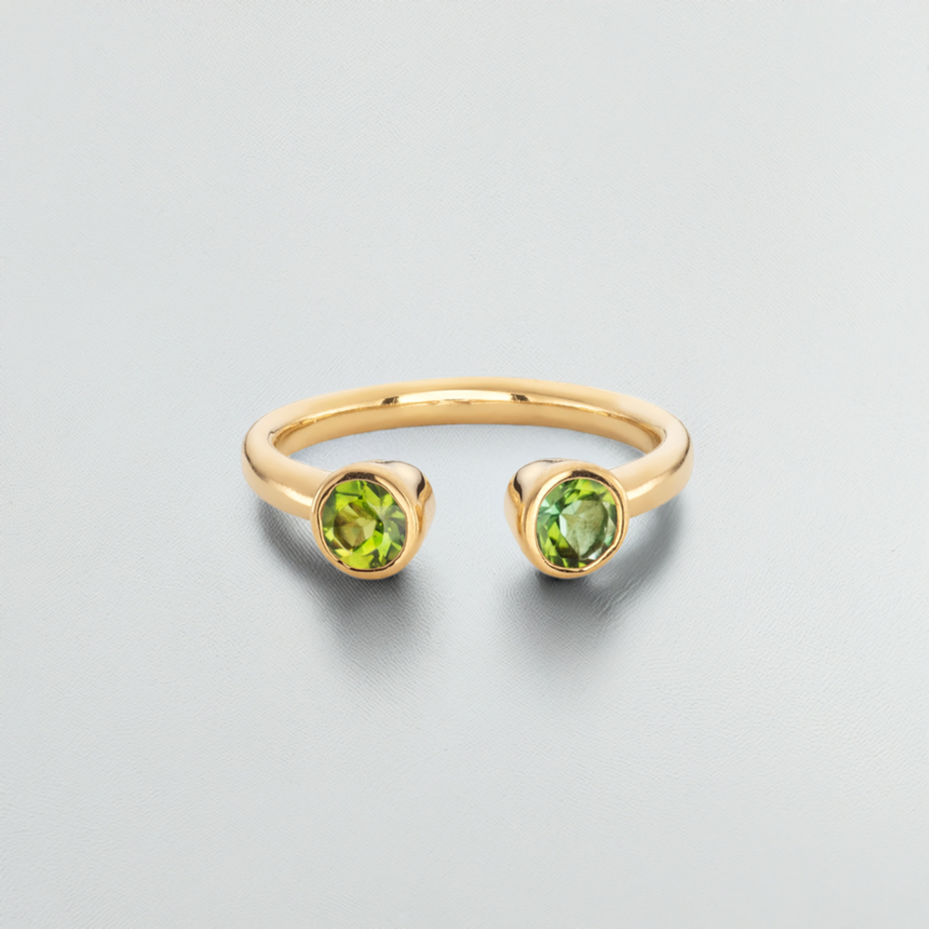 Green Peridot Open Ring