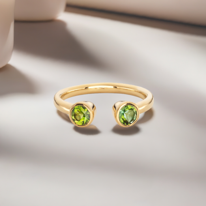 Green Peridot Open Ring