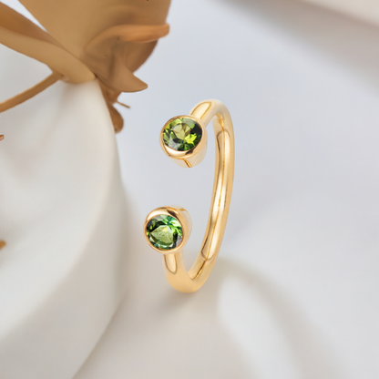 Green Peridot Open Ring